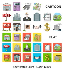 Realtor, agency cartoon icons in set collection for design. Buying and selling real estate vector symbol stock web illustration.