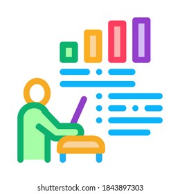realtor with chart tells icon vector. realtor with chart tells sign. isolated contour symbol illustration