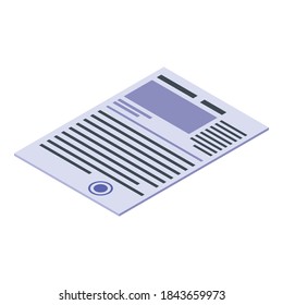 Realtor contract icon. Isometric of realtor contract vector icon for web design isolated on white background