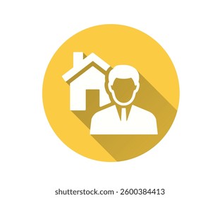 Realtor flat icon. Simple illustration with long shadow for graphic and web design.