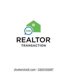 diseño del logo del coordinador de hogar del reactor con vector de chat de burbujas