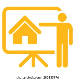 Realtor icon from Business Bicolor Set. Vector style: flat symbol, yellow color, rounded angles, white background.