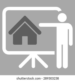 Realtor icon from Business Bicolor Set. Vector style: bicolor flat symbol, dark gray and white colors, rounded angles, gray background.