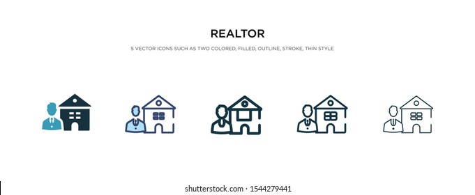 realtor icon in different style vector illustration. two colored and black realtor vector icons designed in filled, outline, line and stroke style can be used for web, mobile, ui