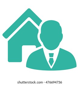 Realtor icon. Vector style is flat iconic symbol, cyan color, white background.