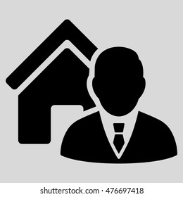 Realtor icon. Vector style is flat iconic symbol, black color, light gray background.
