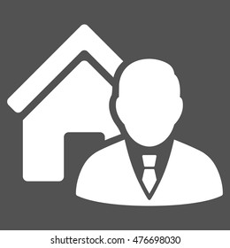 Realtor icon. Vector style is flat iconic symbol, white color, gray background.