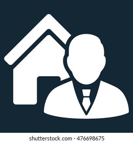 Realtor icon. Vector style is flat iconic symbol, white color, dark blue background.