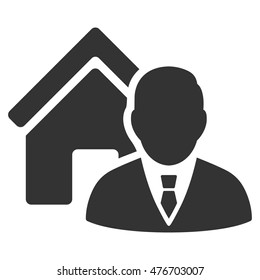 Realtor Icon. Vector Style Is Flat Iconic Symbol, Gray Color, White Background.