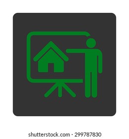 Realtor icon. Vector style is green and gray colors, flat rounded square button on a white background.