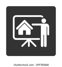 Realtor icon. Vector style is white and gray colors, flat rounded square button on a white background.