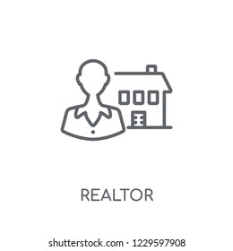 Realtor linear icon. Modern outline Realtor logo concept on white background from Real Estate collection. Suitable for use on web apps, mobile apps and print media.