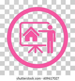 Realtor Presentation icon. Vector illustration style is flat iconic symbol, pink color, transparent background. Designed for web and software interfaces.