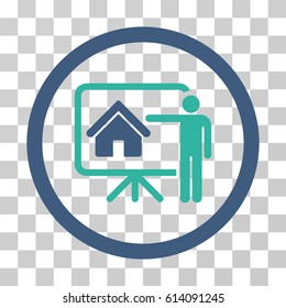 Realtor Presentation icon. Vector illustration style is flat iconic bicolor symbol, cobalt and cyan colors, transparent background. Designed for web and software interfaces.