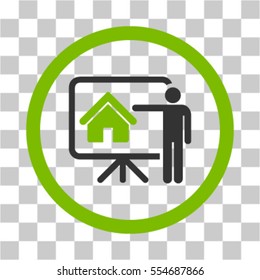 Realtor Presentation vector icon. Illustration style is flat iconic bicolor eco green and gray symbol on a transparent background.