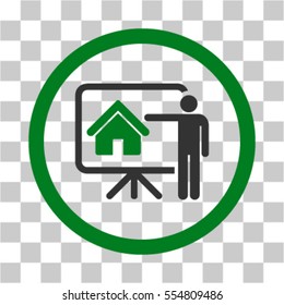 Realtor Presentation vector icon. Illustration style is flat iconic bicolor green and gray rounded symbol on a transparent background.
