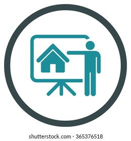 Realtor Presentation vector icon. Style is bicolor flat circled symbol, soft blue colors, rounded angles, white background.