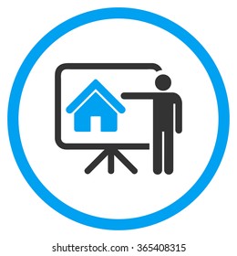 Realtor Presentation vector icon. Style is bicolor flat circled symbol, blue and gray colors, rounded angles, white background.