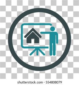 Realtor Presentation vector pictograph. Illustration style is flat iconic bicolor soft blue rounded symbol on a transparent background.
