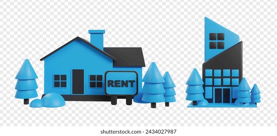 Realtor and property 3d icon render clipart, for real estate business.