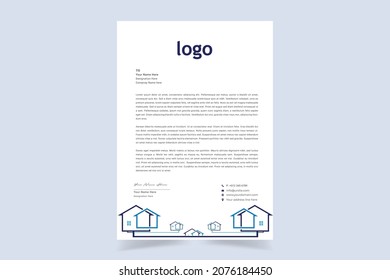 Realtor Real Estate Letterhead Design. Creative And Clean Business Style Print-ready Letterhead Template For Your Real Estate Building And Construction Company. Vector Illustration