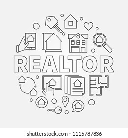 Realtor round vector concept illustration in thin line style