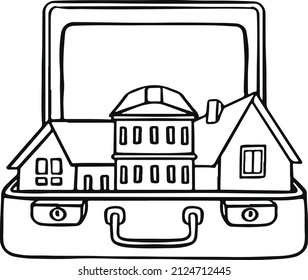Realtor set, real estate selection suitcase