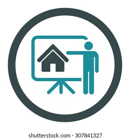 Realtor vector icon. This rounded flat symbol is drawn with soft blue colors on a white background.