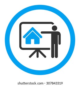 Realtor vector icon. This rounded flat symbol is drawn with blue and gray colors on a white background.