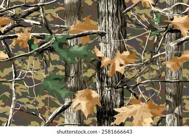 Realtree-inspired camouflage seamless pattern for military uniforms