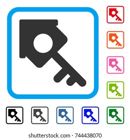 Realty Access icon. Flat grey iconic symbol in a blue rounded square. Black, gray, green, blue, red, orange color additional versions of Realty Access vector.