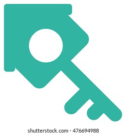 Realty Access icon. Vector style is flat iconic symbol, cyan color, white background.