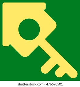 Realty Access icon. Vector style is flat iconic symbol, yellow color, green background.