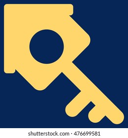 Realty Access icon. Vector style is flat iconic symbol, yellow color, blue background.