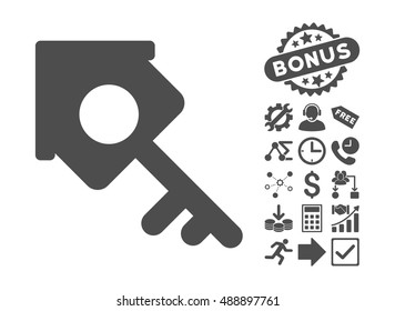 Realty Access pictograph with bonus elements. Vector illustration style is flat iconic symbols, gray color, white background.