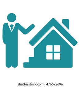 Realty Agent icon. Vector style is flat iconic symbol, soft blue color, white background.