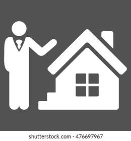 Realty Agent icon. Vector style is flat iconic symbol, white color, gray background.