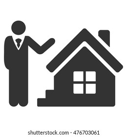 Realty Agent icon. Vector style is flat iconic symbol, gray color, white background.