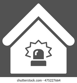 Realty Alarm icon. Vector style is flat iconic symbol, white color, gray background.