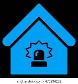 Realty Alarm icon. Vector style is flat iconic symbol, blue color, black background.