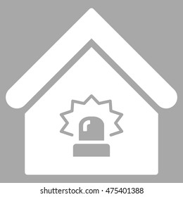 Realty Alarm icon. Vector style is flat iconic symbol, white color, silver background.