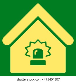 Realty Alarm icon. Vector style is flat iconic symbol, yellow color, green background.