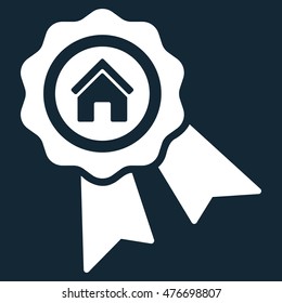 Realty Award icon. Vector style is flat iconic symbol, white color, dark blue background.