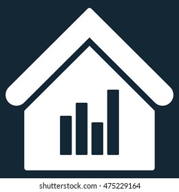 Realty Bar Chart icon. Vector style is flat iconic symbol, white color, dark blue background.