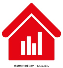 Realty Bar Chart icon. Vector style is flat iconic symbol, red color, white background.