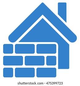 Realty Brick Wall icon. Vector style is flat iconic symbol, cobalt color, white background.