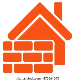 Realty Brick Wall icon. Vector style is flat iconic symbol, orange color, white background.