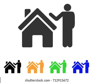 Realty Buyer icon. Vector illustration style is a flat iconic realty buyer symbol with black, gray, green, blue, yellow color versions. Designed for web and software interfaces.