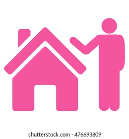 Realty Buyer icon. Vector style is flat iconic symbol, pink color, white background.