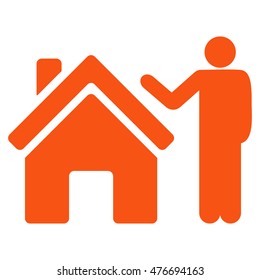 Realty Buyer icon. Vector style is flat iconic symbol, orange color, white background.